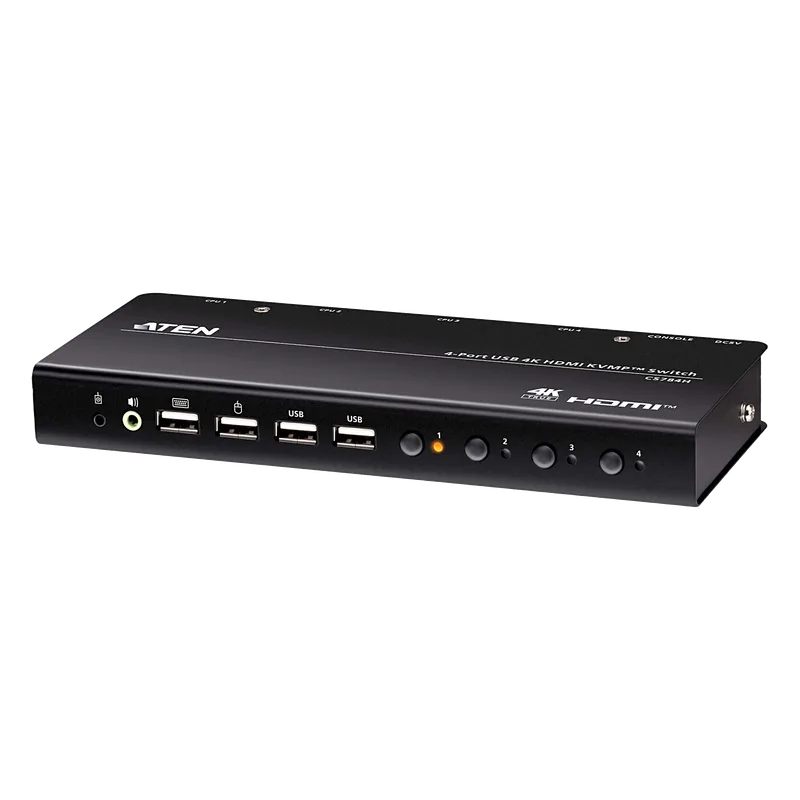 Switch KVMP USB HDMI 4witch KVM HDMI 4 Puertos | 4K DCI | USB 2.0 | Hotkeys | Video DynaSync | Plug & Play ATEN CS784H