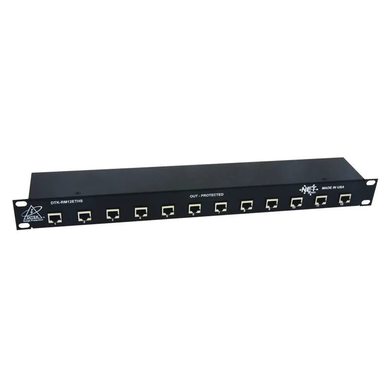 Protector de puertos IP de 12 Canales para uso en CAT5e, CAT6 y CAT6A. DITEK DTK-RM12ETHS