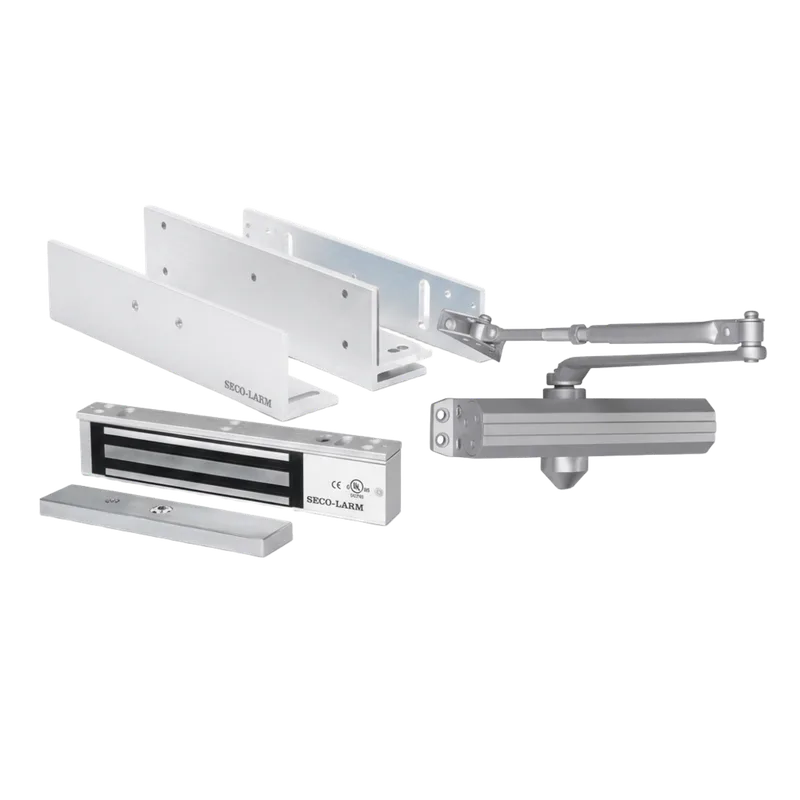 Kit para Control de Acceso Incluye Chapa Magnética de 600 Lbs / Montajes L y Z / Cierra puerta para 150 Kg / Certificación UL ENFORCER SECOLARM E941600/K