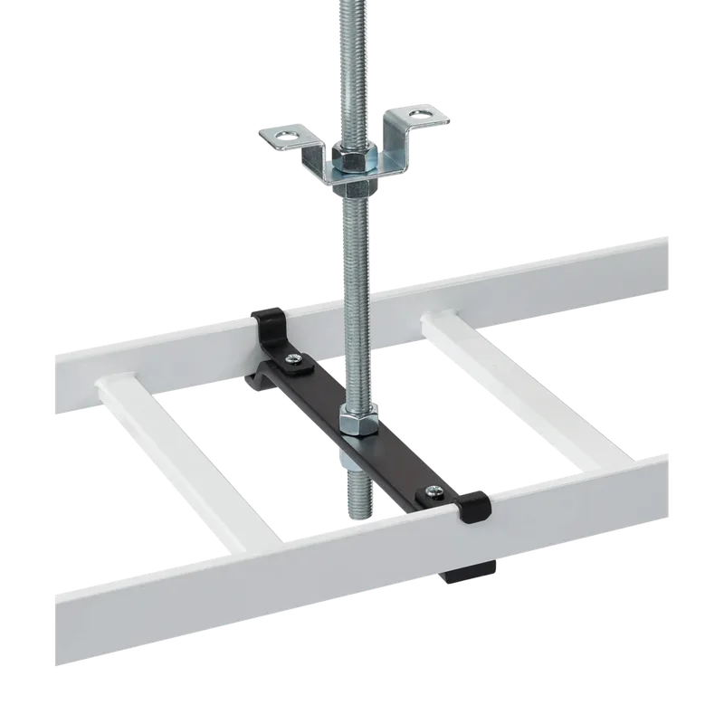 Kit de Soporte Central para escalerilla con Ajuste 12.00 pulgadas de Acero Color Negro / Incluye Varilla Roscada y Brackets / Para instalacion a Techo HOFFMAN LCSK12