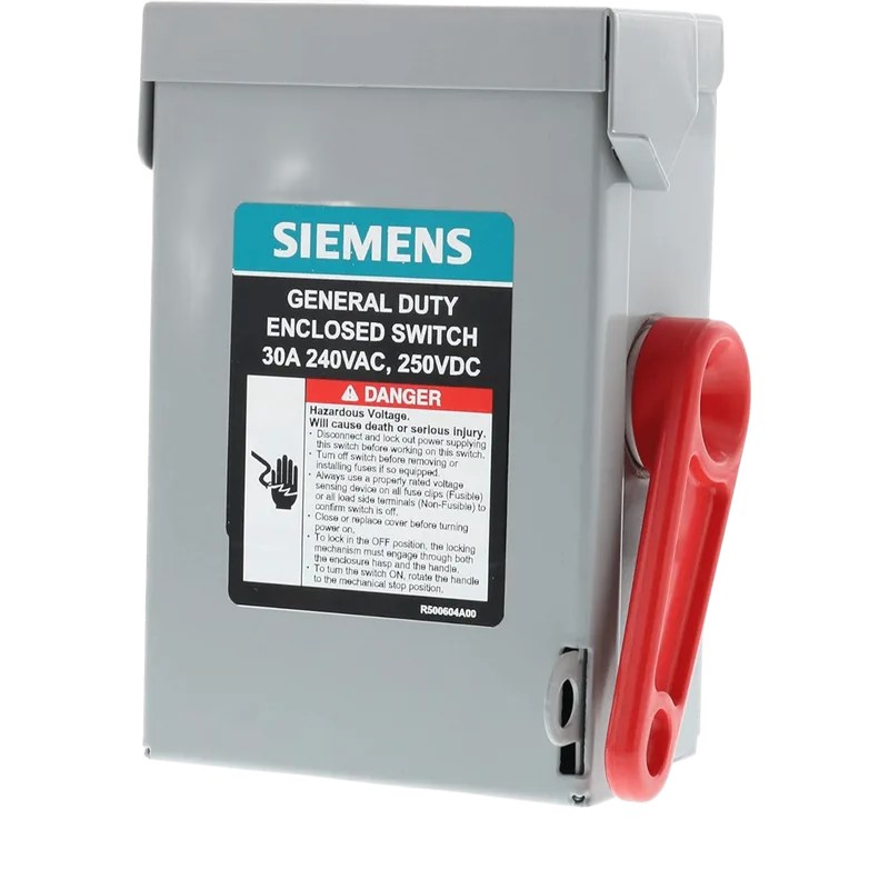 Interruptor de Seguridad GNF321RA, 240Vca, 3 polos, 30 Amp, sin portafusibles, Nema 3R. SIEMENS