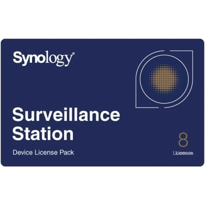 Licencias de Dispositivos de Vigilancia Synology | Paquete de 8 Licencias | Compatibilidad con Cámaras IP, Módulos de E/S, Altavoces IP | Gestión Centralizada CMS | Licencias Predeterminadas Incluidas. CLP8-E