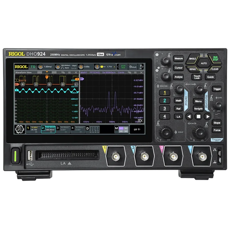 Osciloscopio Digital RIGOL de 4 Canales Análogos, 250 MHz de Ancho de Banda Análoga, Vel. de Muestreo-Tiempo Real de 1.25 GS/s. DHO924
