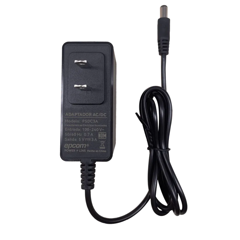 Adaptador de Corriente DC / 5V 3A 15W / Entrada 100-240V AC / Protección Sobre-Corriente y Cortocircuito / LED Indicador / Plug 5.5mm x 2.1mm P5DC3A