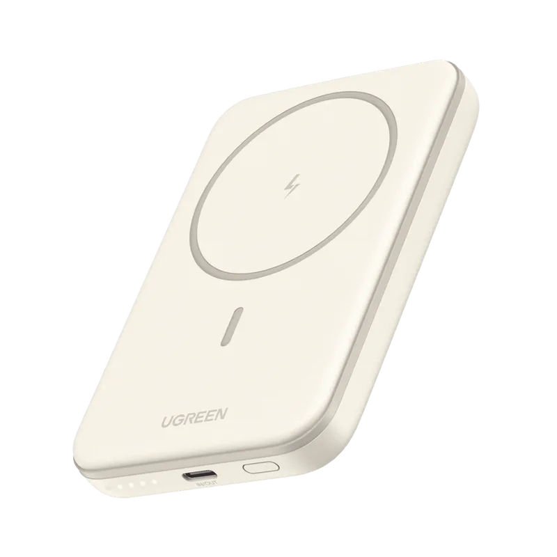 Power Bank MagSafe de 5000mAh | 15W | Carga Inalámbrica y por Cable USB-C | Sistema de Protección Inteligente | Tecnología de Carga Rápida | Ultra Delgado | Ultra ligero | Compatible con iPhone 15/14/13/12 | Color Beige. UGREEN 25207B
