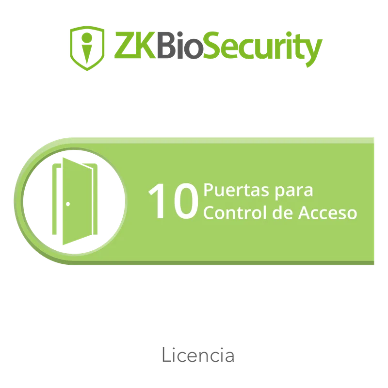 Licencia para ZKBiosecurity permite gestionar hasta 10 puertas para control de acceso ZKTECO ZK-BS-AC-10