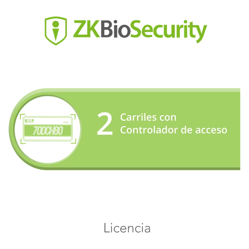 Licencia para ZKBiosecurity para modulo de estacionamiento de 2 carriles utilizando controlador de acceso ZKTECO ZK-BS-PARK-AC-2