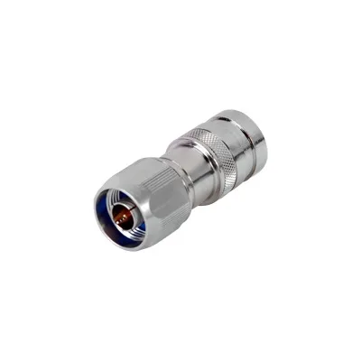 Conector N Macho de Compresion, en linea para LMR-400, CNT-400, RG-8/U, RF-400, Plata/Oro/Teflón. RF INDUSTRIES,LTD COMP-NM-400