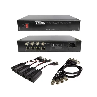 Kit de 4 canales de para transmisión de ALIMENTACION ( de 36 Vcc a 12Vcc ) y VIDEO (HD-TVI) a distancias de hasta 250 mts. EPCOM TITANIUM KIT-TT-4-PV-TURBO