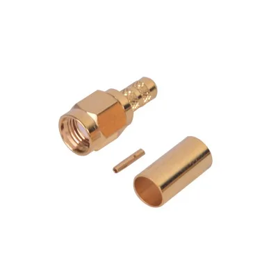 Conector SMA Macho Inverso de anillo plegable para cable RG-142/U, Oro/Oro/Teflon. RF INDUSTRIES,LTD RP-3000-1C1