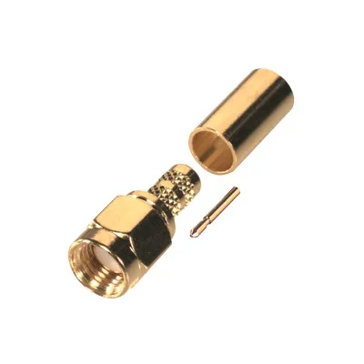 Conector SMA Macho Inverso de Anillo Plegable para Cables 9258, RG-8/X, LMR-240, Oro/Oro/Teflón. RF INDUSTRIES,LTD RP-3000-1X