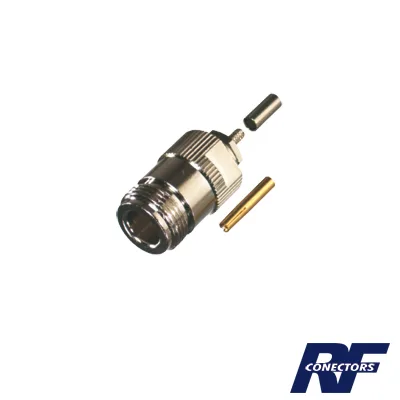 Conector N Hembra de Anillo Plegable para cable RG-316, Niquel/ Oro/ Teflón. RF INDUSTRIES,LTD RFN-1027-B