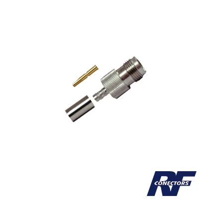 Conector TNC Hembra de Anillo Plegable para Cables RG-58/U, RG-142/U, Niquel /Oro /Delrin. RF INDUSTRIES,LTD RFT-1216-1