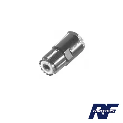 Conector UHF Hembra (SO-239) en Línea de Rosca para RG-8/U, 9913, LMR-400, Níquel/ Plata/ Teflón. RF INDUSTRIES,LTD RFU-520-I
