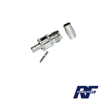 Conector Mini UHF Hembra de Anillo Plegable en Cables RG-58/U, RG-142/U, Níquel/ Plata/ Delrin. RF INDUSTRIES,LTD RFU-601-1