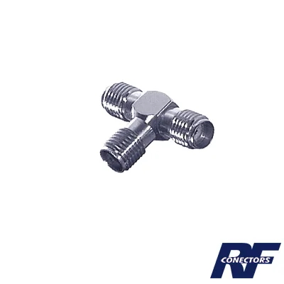 Adaptador en Forma T, de Triple Conectores SMA Hembra, Níquel/ Oro/ Teflón. RF INDUSTRIES,LTD RSA-3401