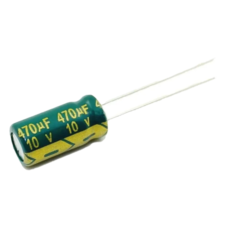 Capacitor Electrolítico de Aluminio, Radial de 470 µFd, 10 Volt, 105 °C, 6.3 x 11 mm. CE470/10V