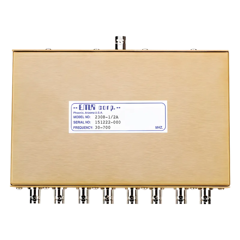 Divisor de Potencia EMR de 8 Vías, 30-700 MHz, 0.5 Watt, Conectores BNC Hembra. EMR CORPORATION 2308-1/2A