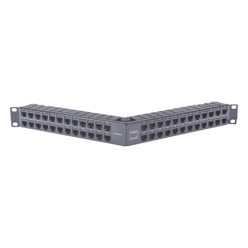 Patch Panel Z-MAX de 48 Puertos, Blindado, Modular (Vacío), Angulado, 1UR SIEMON ZS-PNLA-U48E