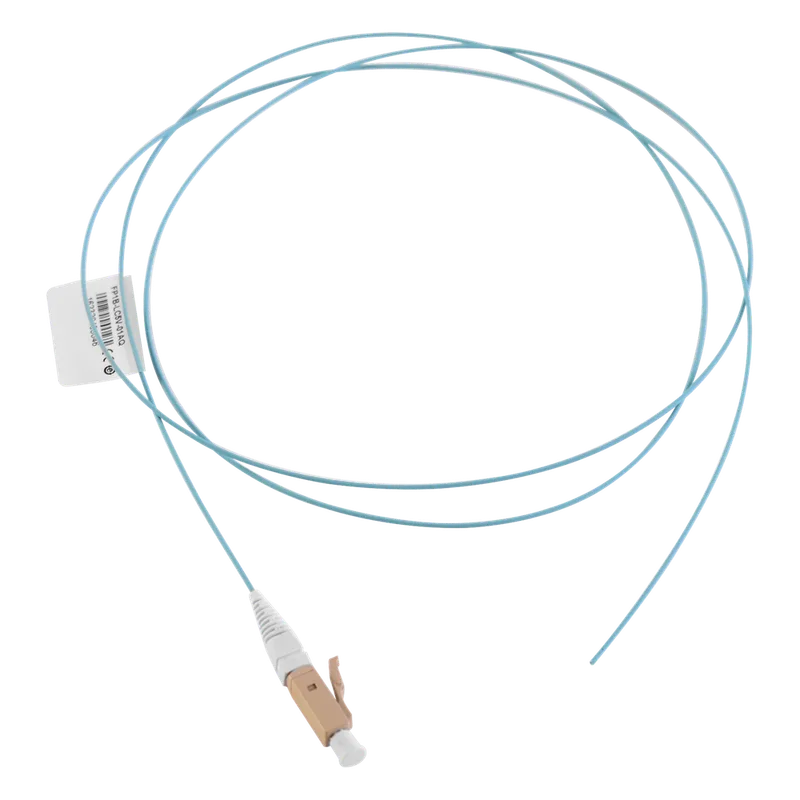 Pigtail de Fibra Óptica LC Simplex, Multimodo OM4 XGLO 50/125, OFNR, Color Aqua, 1 Metro (3.28 Pies) SIEMON FP1B-LC5V-01AQ