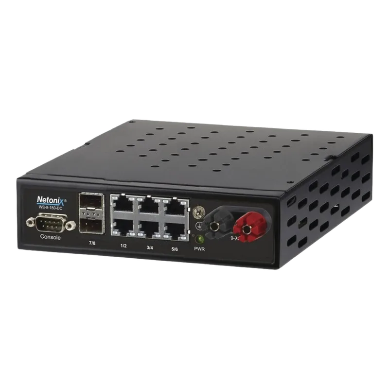 Switch WISP PoE pasivo Administrable de 8 puertos (6 PoE Gigabit + 2 SFP) entrada de 9-72 Vcc NETONIX WS8150DC