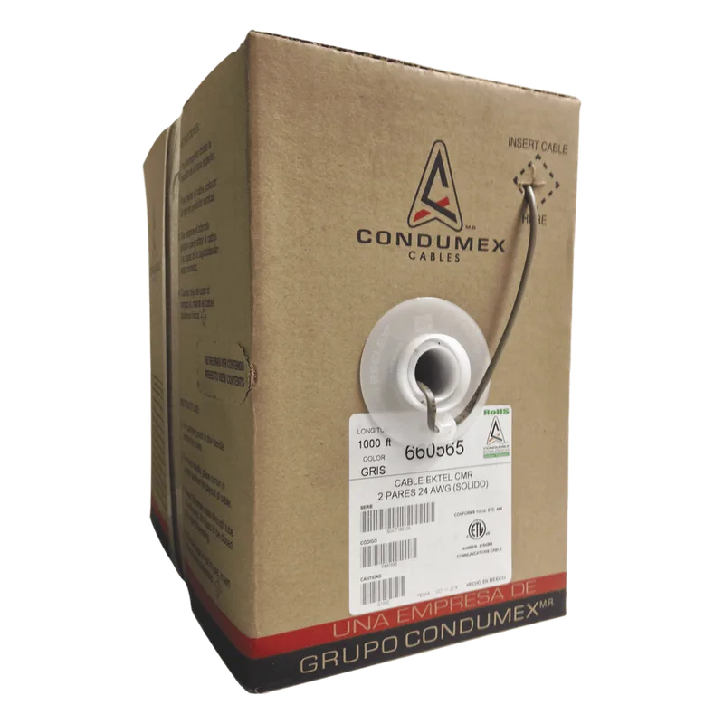 Caja de 305 Metros (1000 Pies) / 4 X 24 AWG / Cable Telefónico EK-TEL-CMR / Uso Interior CONDUMEX 660565