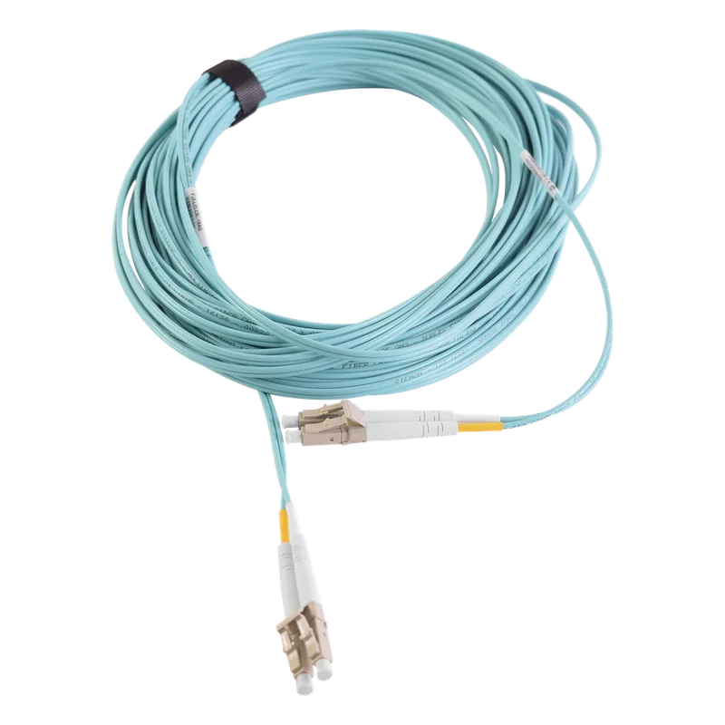 Jumper de Fibra Óptica Multimodo 50/125 XGLO OM3, LC-LC Duplex, OFNR, Color Aqua, 10 Metros (32.81 Pies) SIEMON FJ2-LCLC5L-10AQ