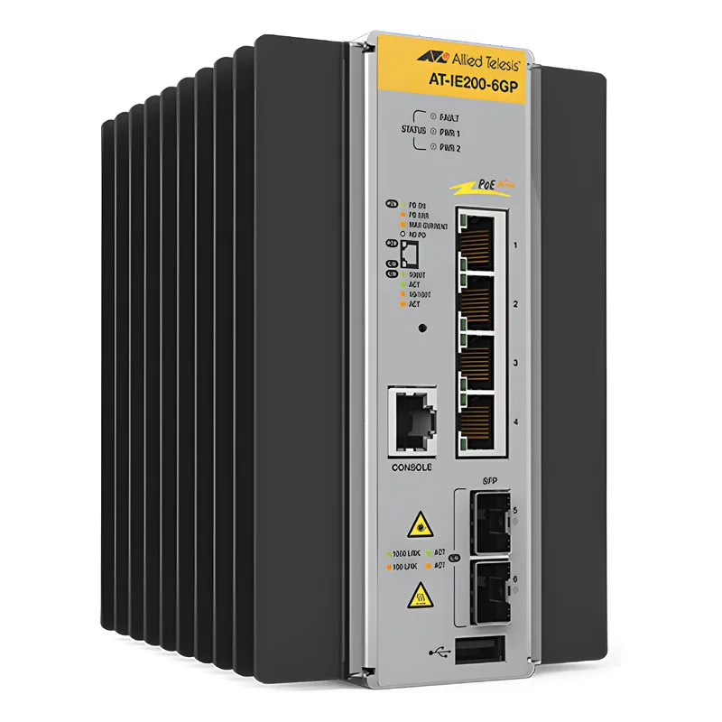 Switch Industrial Administrable Capa 2 de 4 Puertos 10/100/1000 Mbps + 2 Puertos SFP, 120 W ALLIED TELESIS AT-IE200-6GP-80