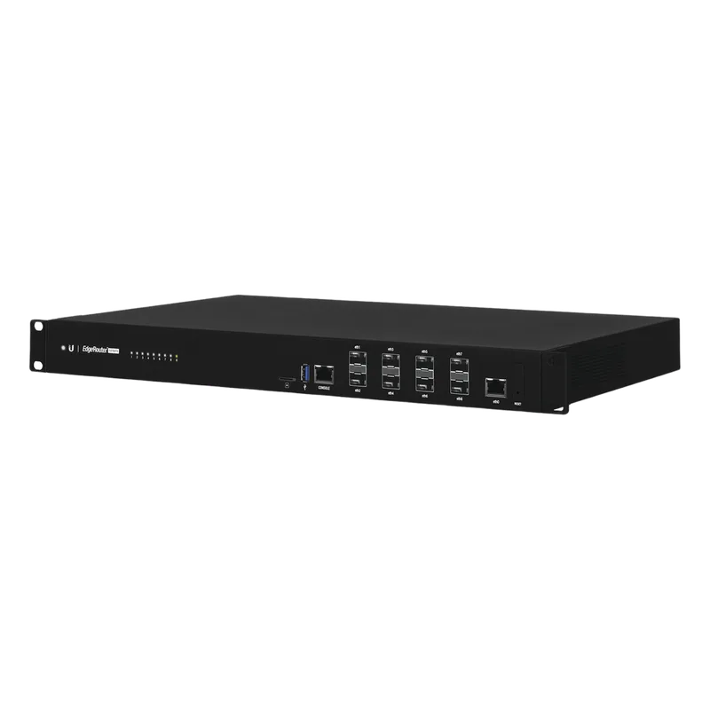 EdgeRouter INFINITY de 8 puertos SFP+ 10 G + 1 puerto RJ45 Gigabit, throughput 80 Gbps, 16 núcleos y 16 GB RAM , fuentes de alimentación modulares Hot-Swappable UBIQUITI ER-8-XG