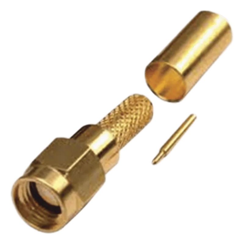 Conector SMA Macho de Anillo Plegable para Cables RG-142/U, LMR-195, Oro/Oro/Teflón. RF INDUSTRIES,LTD RSA-3000-1C1