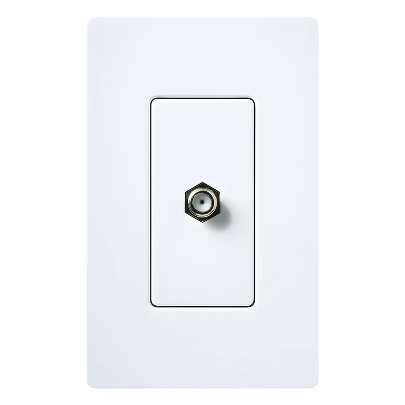 Toma de pared para cable coaxial con conector tipo F de 75 ohms, estilo Designer de la línea Claro, para señal de TV, color blanco brillante LUTRON ELECTRONICS CACJWH