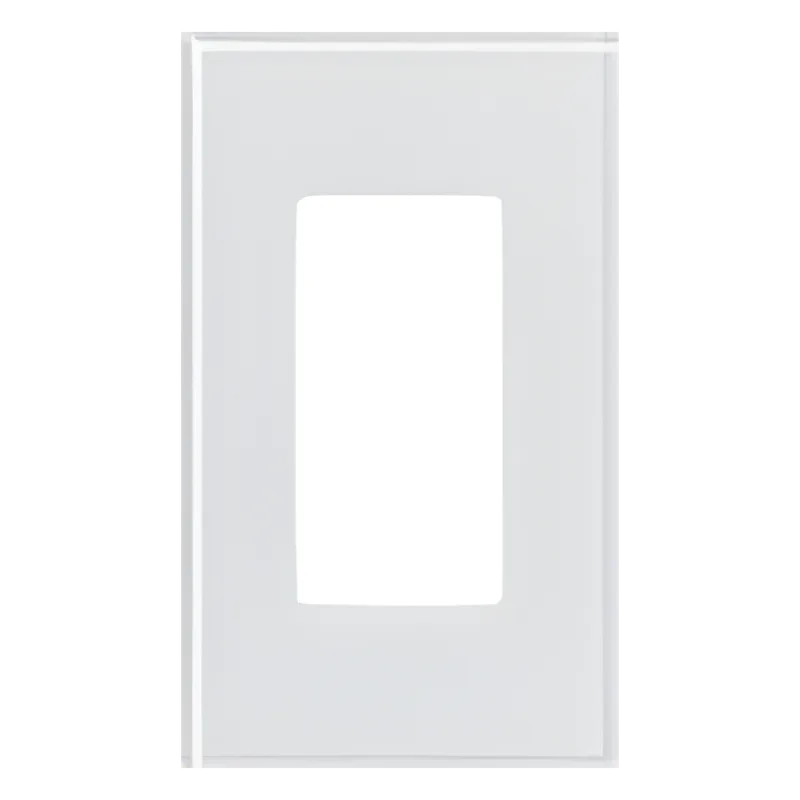 Placa frontal de cristal de 1 espacio para atenuadores, teclados y controles Pico Lutron con apertura tipo Designer, sin tornillos visibles, cristal claro con pintura blanca LUTRON ELECTRONICS LFGR-1-CWH