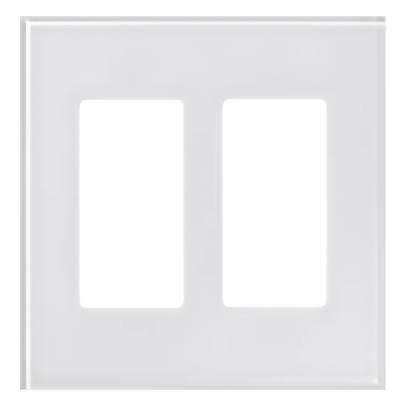 Placa frontal de cristal de 2 espacios para atenuadores, teclados y controles Pico Lutron con apertura tipo Designer, sin tornillos visibles, cristal claro con pintura blanca LUTRON ELECTRONICS LFGR-2-CWH