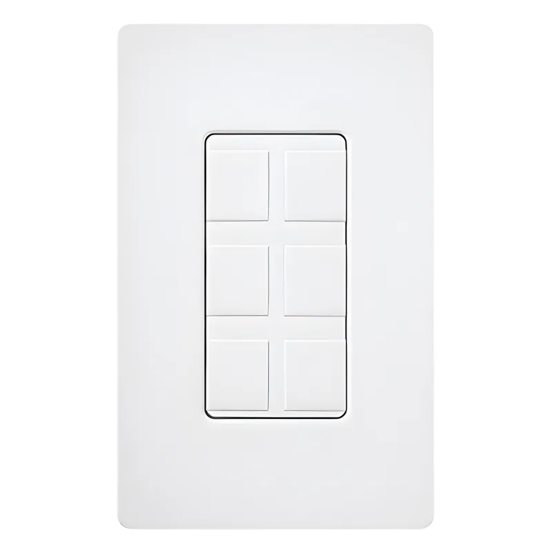 Marco de 6 puertos personalizable para conectores de red, fibra óptica, coaxial y telefonía, línea Claro, color blanco LUTRON ELECTRONICS CA6PFWH