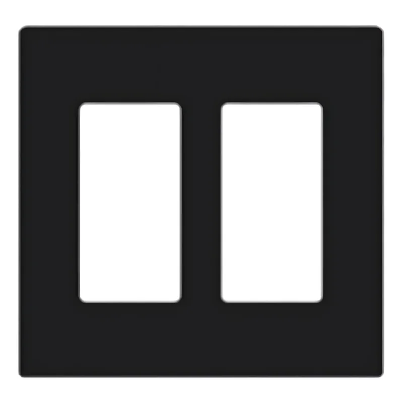 Placa de pared Claro de 2 espacios sin tornillos visibles, acabado negro brillante, para atenuadores, apagadores y controles Pico de Lutron LUTRON ELECTRONICS CW2BL