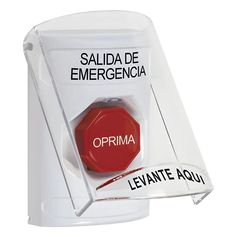 Botón Multipropósito, Texto Salida De Emergencia, Llave para Restablecer, Bocina Integrada De Alarma, Tapa De Policarbonato, 2 Relevadores forma C, Interior STI SS23A2EX-ES