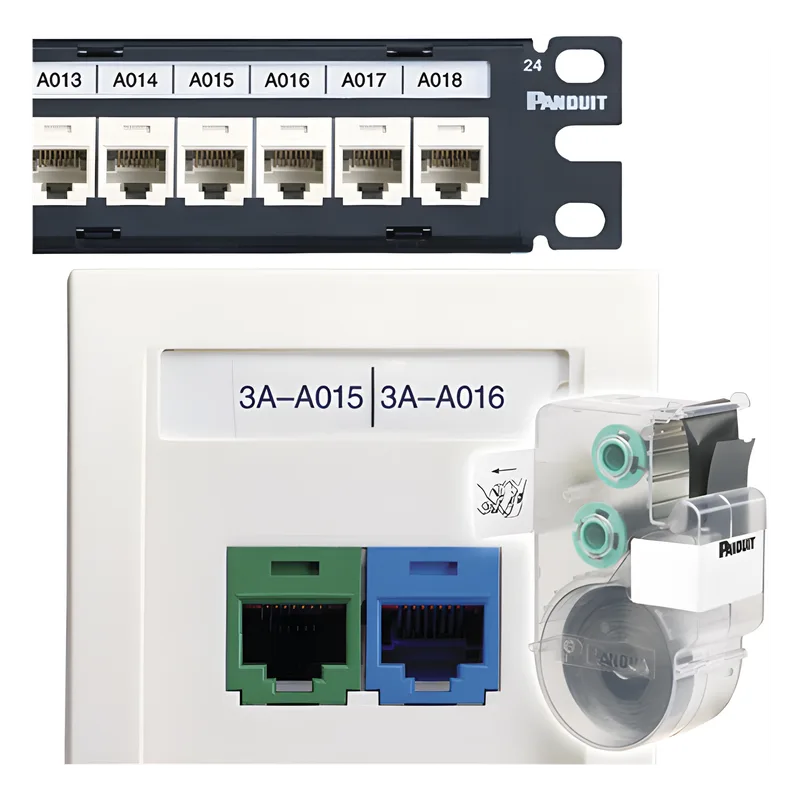 Casete de 125 Etiquetas Adhesivas, para Patch Panel, Face Plate o Cajas Superficiales, Para Identificación 4 Puertos, Color Blanco PANDUIT C252X030FJC