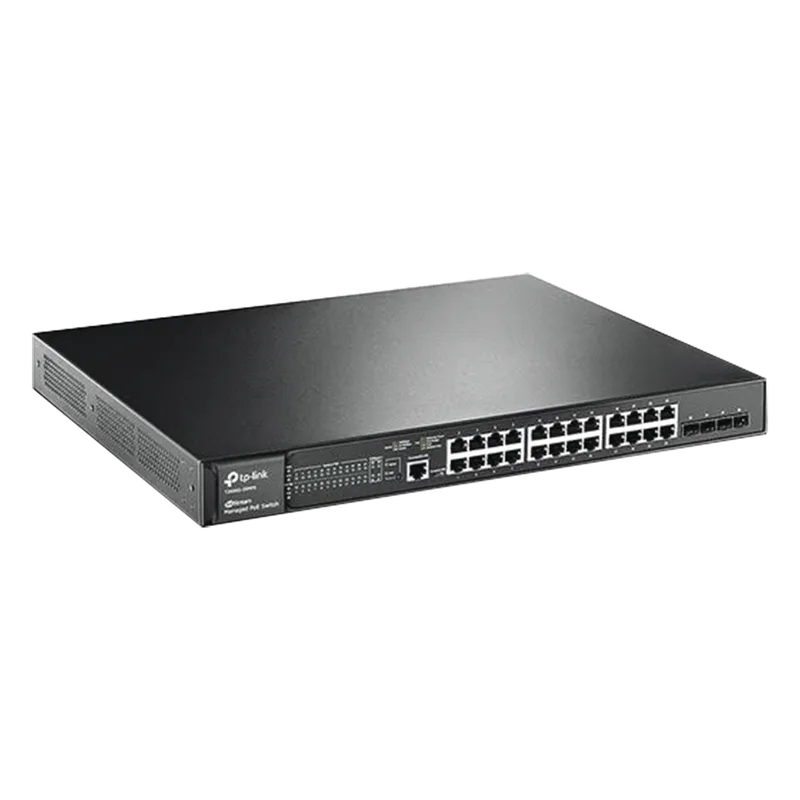 Switch JetStream PoE+ administrable Capa 2, 24 puertos 10/100/1000 Mbps + 4 puertos SFP 384 W TP-LINK T2600G-28MPS
