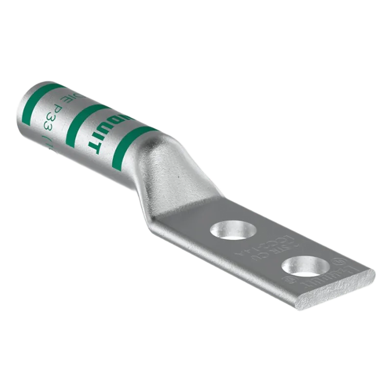 Zapata de compresión LCC2-14A-Q para cal. 2 Awg, Doble barreno para tornillo prisionero de 1/4, Espaciado de orificio 16 mm, 1 Pz PANDUIT