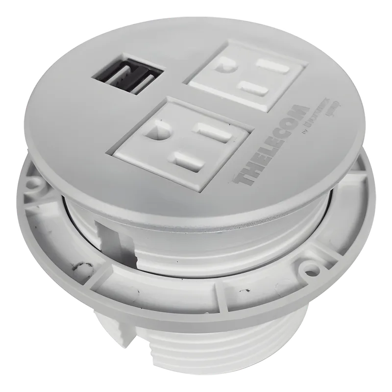Multicontactos / USB empotrable color blanco, no incluye cable de poder THORSMAN TMC-E2-USB-2N
