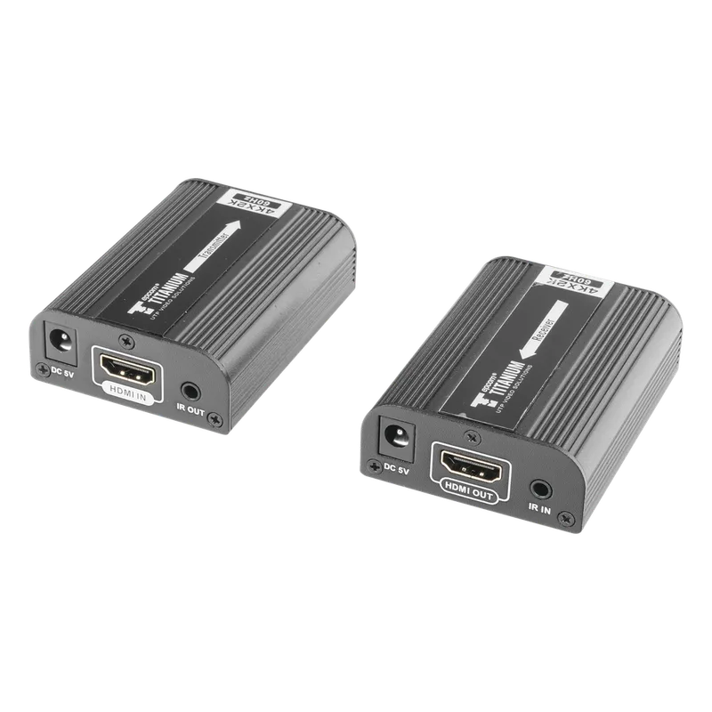 Kit Extensor HDMI para distancias de 30 metros / Resolución 4K x 2K@ 30 Hz/ Cat 6, 6a y 7 / HDCP2.2 / HDMI 2.0 / Soporta PCM, HDbitT / Soporta control remoto del equipo fuente. EPCOM TITANIUM TT-672