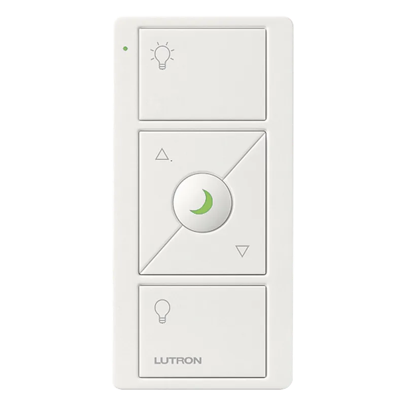 Control remoto inalámbrico Pico de 3 botones con subir y bajar de intensidad y luz nocturna, compatible con Caseta Wireless y RadioRA 2, color blanco brillante LUTRON ELECTRONICS PJN3BRLGWHL01