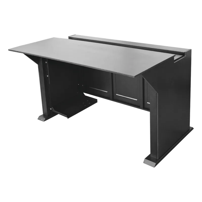 Escritorio Estación Mobiliaria Profesional de Monitoreo y Control / Videovigilancia / Acceso / Alarmas / Etc... / Metal Negro y Madera Tono Oscuro EPCOM INDUSTRIAL EM-S02