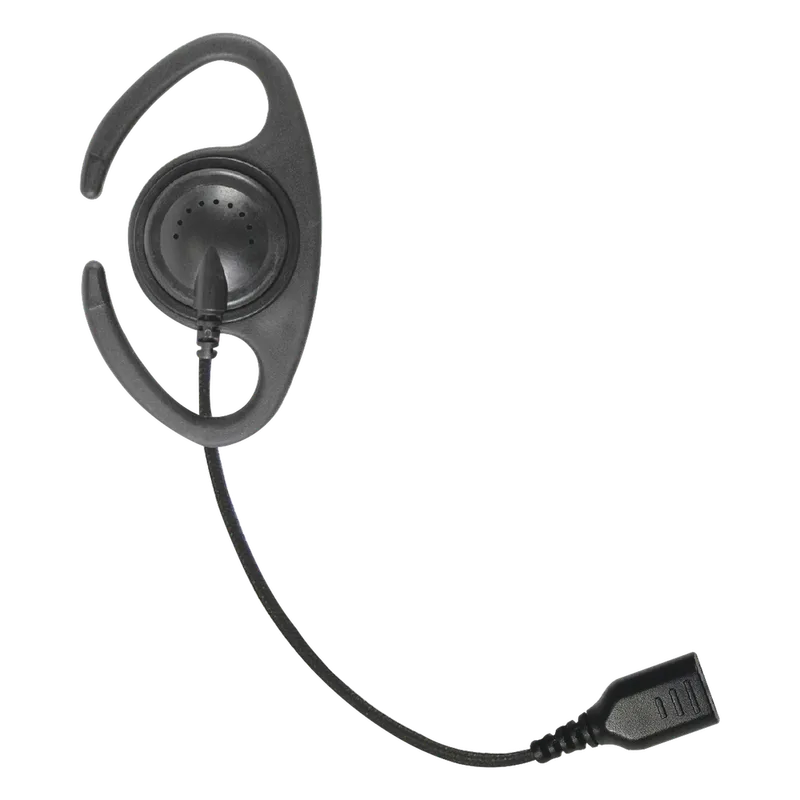 â€‹Auriculares de gancho en forma de "C" con cable de fibra trenzada y conector SNAP. Requiere micrófono de solapa de 1 o 2 hilos de la Serie SNAP. PRYME SNP-CR