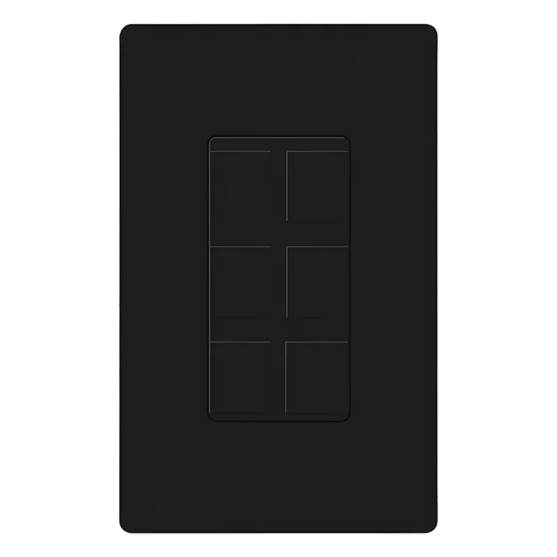 Marco de 6 puertos personalizable en campo para jacks modulares de red, coaxial, BNC y fibra óptica, color negro; placa de pared y conectores se venden por separado LUTRON ELECTRONICS CA-6PF-BL