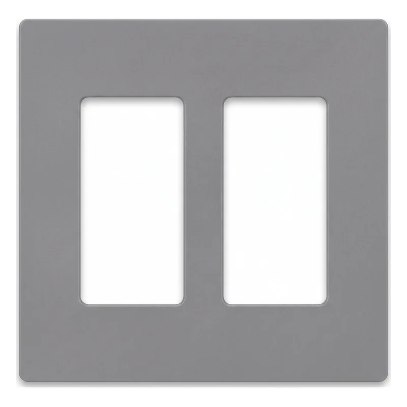 Placa de pared Claro de 2 espacios sin tornillos visibles, para atenuadores, apagadores y controles Lutron con apertura tipo Designer, acabado brillante color gris LUTRON ELECTRONICS CW2GR