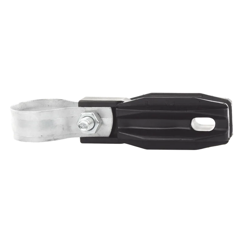 Aislador de Paso o Esquina con Abrazadera / 33-38 mm / Resina Virgen 100% / Anti-Arqueo / Tubería de Malla Ciclónica SFIRE SFABRAZADERA