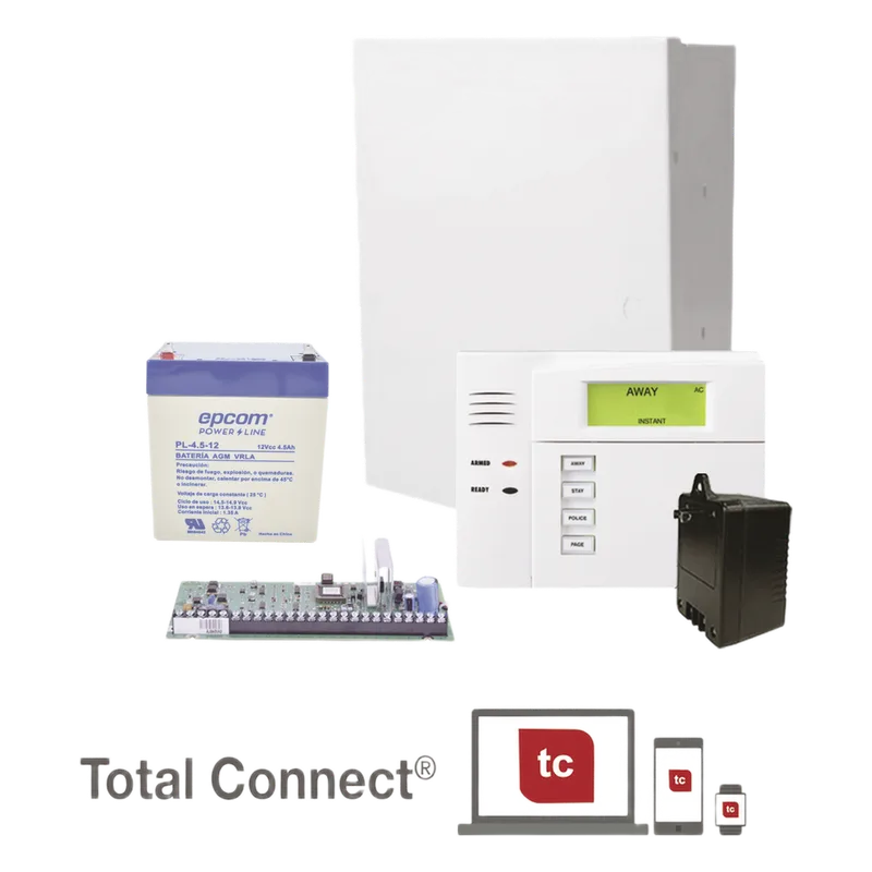 Kit de panel de alarma híbrido con teclado, batería y transformador incluidos, hasta 48 zonas y 3 particiones HONEYWELL HOME RESIDEO VISTA48/6150TB
