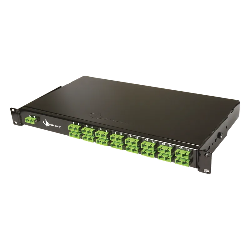 Splitter PON Tipo Panel de 1X32, con Conectores SCU de Entrada y SCU de Salida, 1UR, Color Negro SIEMON FSR-132SCUSCU01