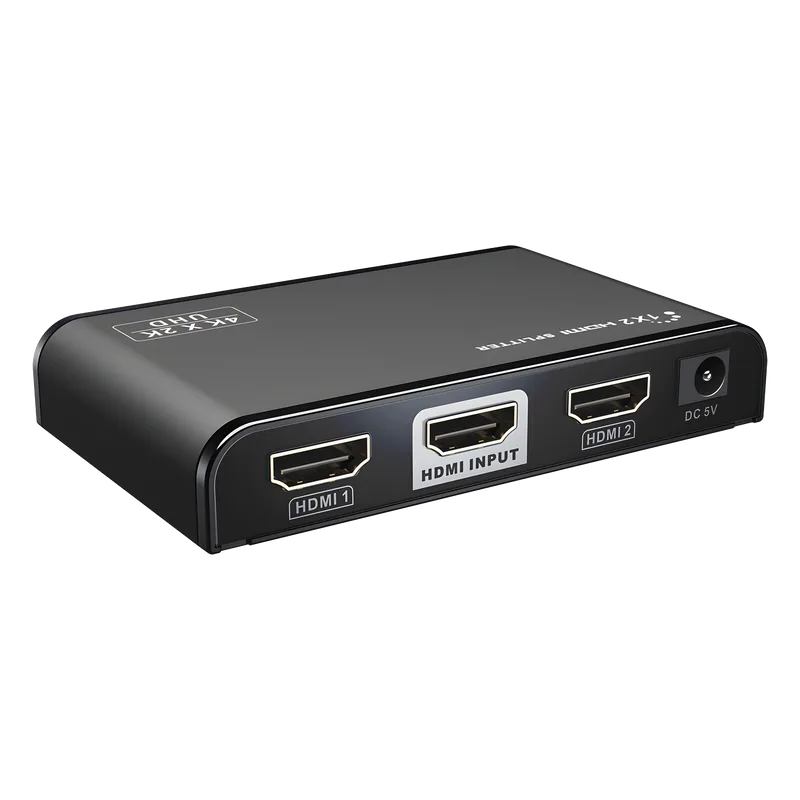 Divisor (Splitter) HDMI 4K de 1 entrada a 2 salidas / Soporta 4K×2K / HDMI 2.0 / HDCP 2.2 / HDMI 3D / Longitud del cable de Entrada ≤30m, Salida ≤25m / Divide 1 Entrada de video HDMI a 2 Salidas de Video HDMI (Simultaneas). EPCOM TITANIUM TT-312-V2.0